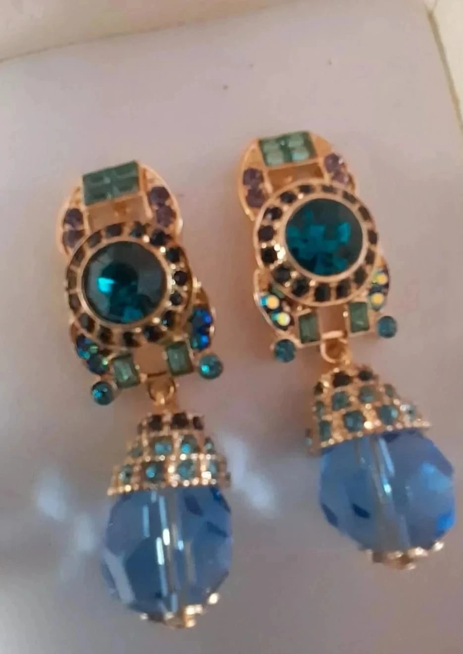 Pendientes de moda de cristal con strass azules y verdes – photo 2